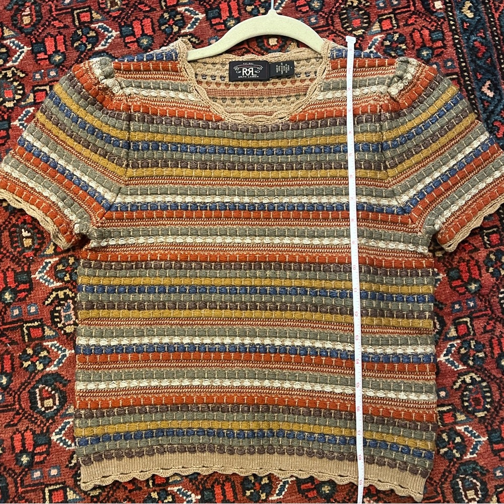 NWOT Double RL Ralph Lauren Crochet Trim Jacquard Sweater - Picture 6 of 6